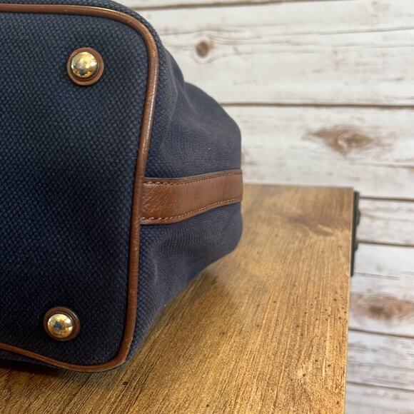 Michael Kors Nautical Navy Canvas Hobo with Brown Leather Trim - Picture 8 of 14